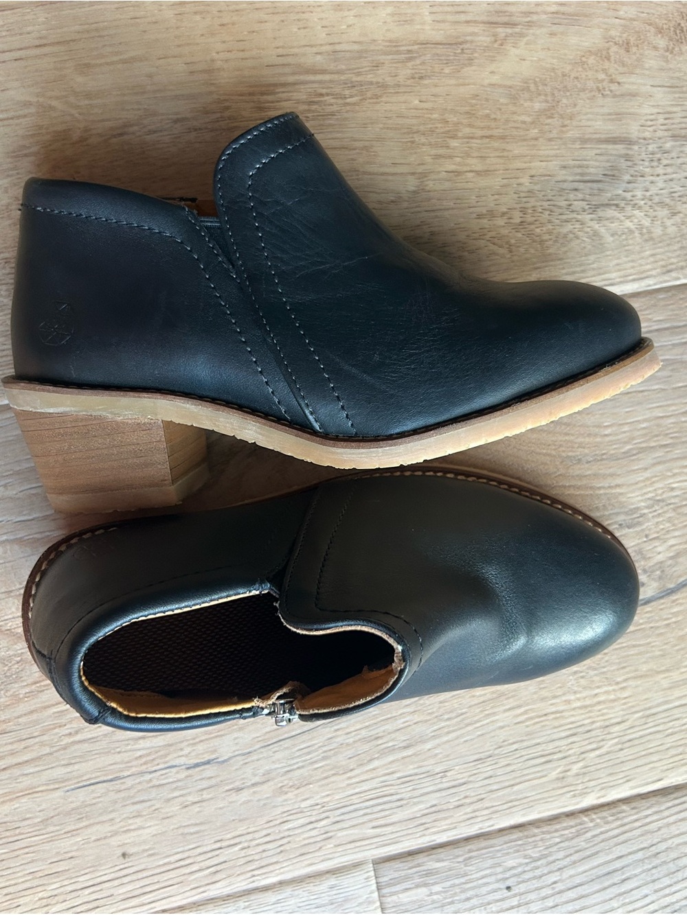 Xena Black Steel Toe Leather Ankle Boot with Side Zipper